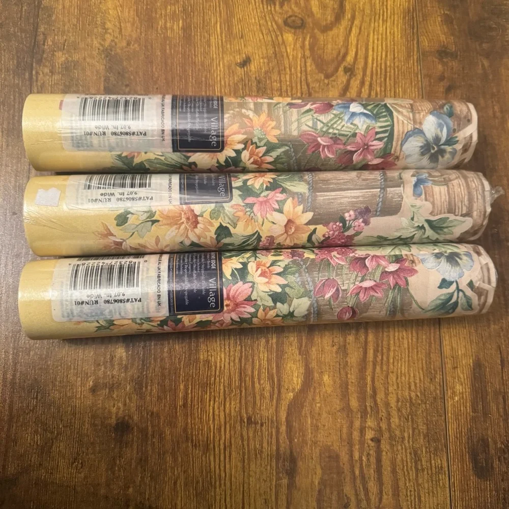 Village Farmhouse Floral‎ Basket Country Kitchen Wallpaper Border Lot Of 3